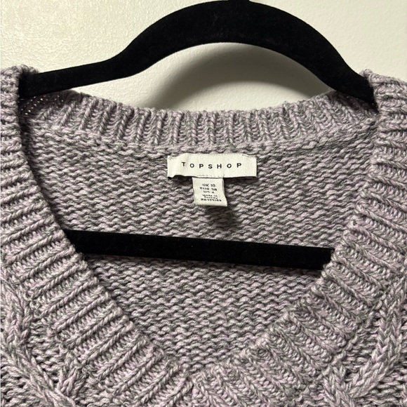 LAST CHANCE Gray Cable Knit Women's Sweater Cropped Topshop - Picture 5 of 5